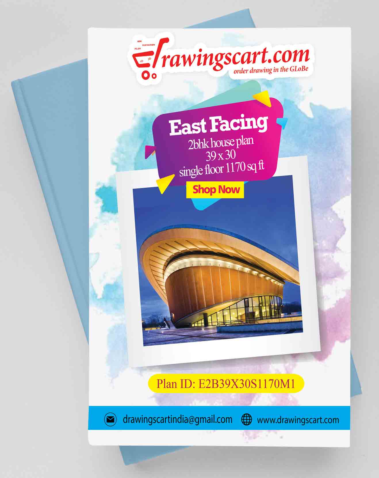 1170 sq ft  Vastu Based East Facing 2BHK House Plan - Single Floor 39x30,  with Big Living and Bedroom 