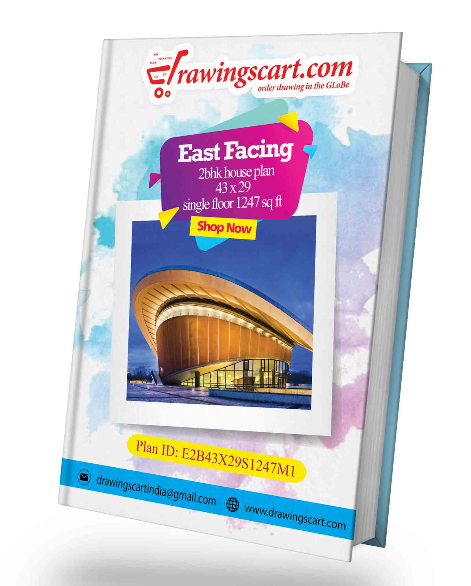 1247 sq ft East Facing 2BHK House Plan - Single Floor, 43x29  with Car Parking 