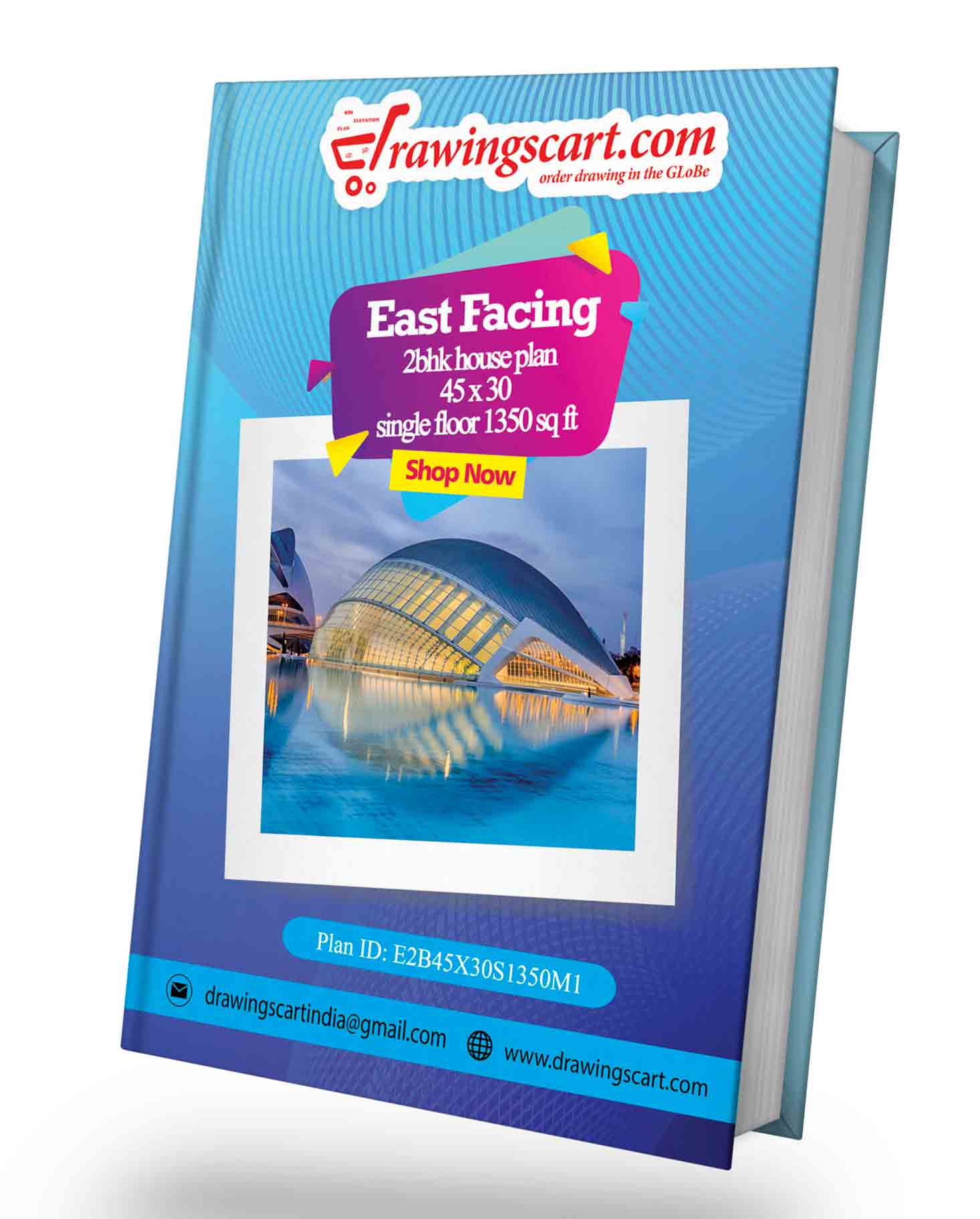 1350 sq ft Vastu East Facing 2BHK House Plan - Single Floor, 45x30  with Hall Cum Dining 