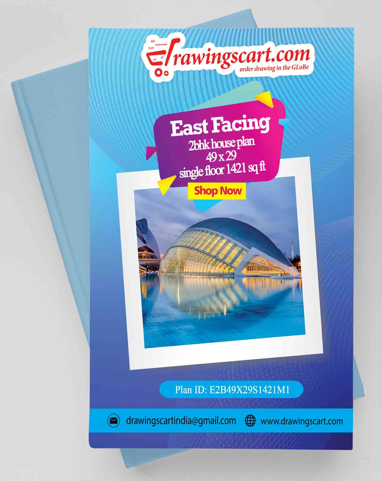 1421 sq ft East Facing 2BHK House Plan - Single Floor, 49x29 with Big Car Parking 