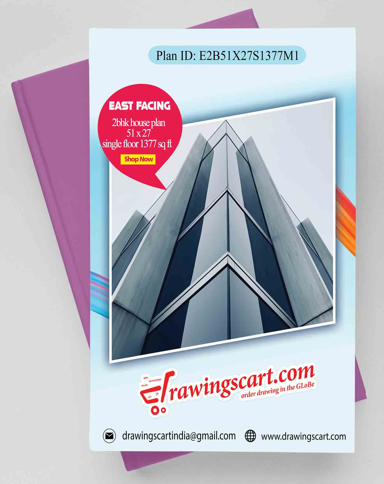 51x27 East Facing 2BHK House Plan - Single Floor,1377 sq ft 