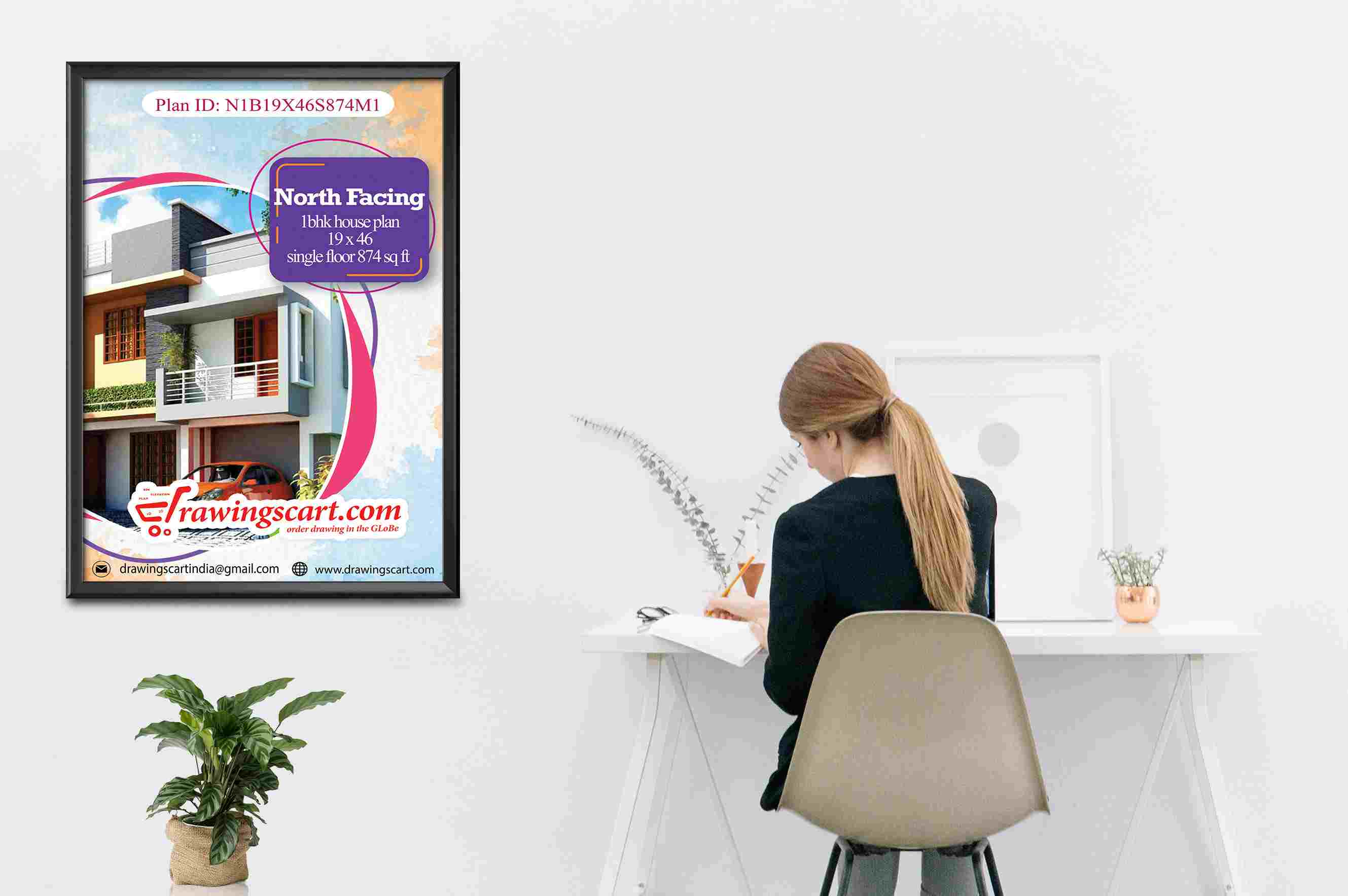 19x46 North Facing 1BHK House Plan - Single Floor |874 sq. ft | Spacious Master Bedroom 