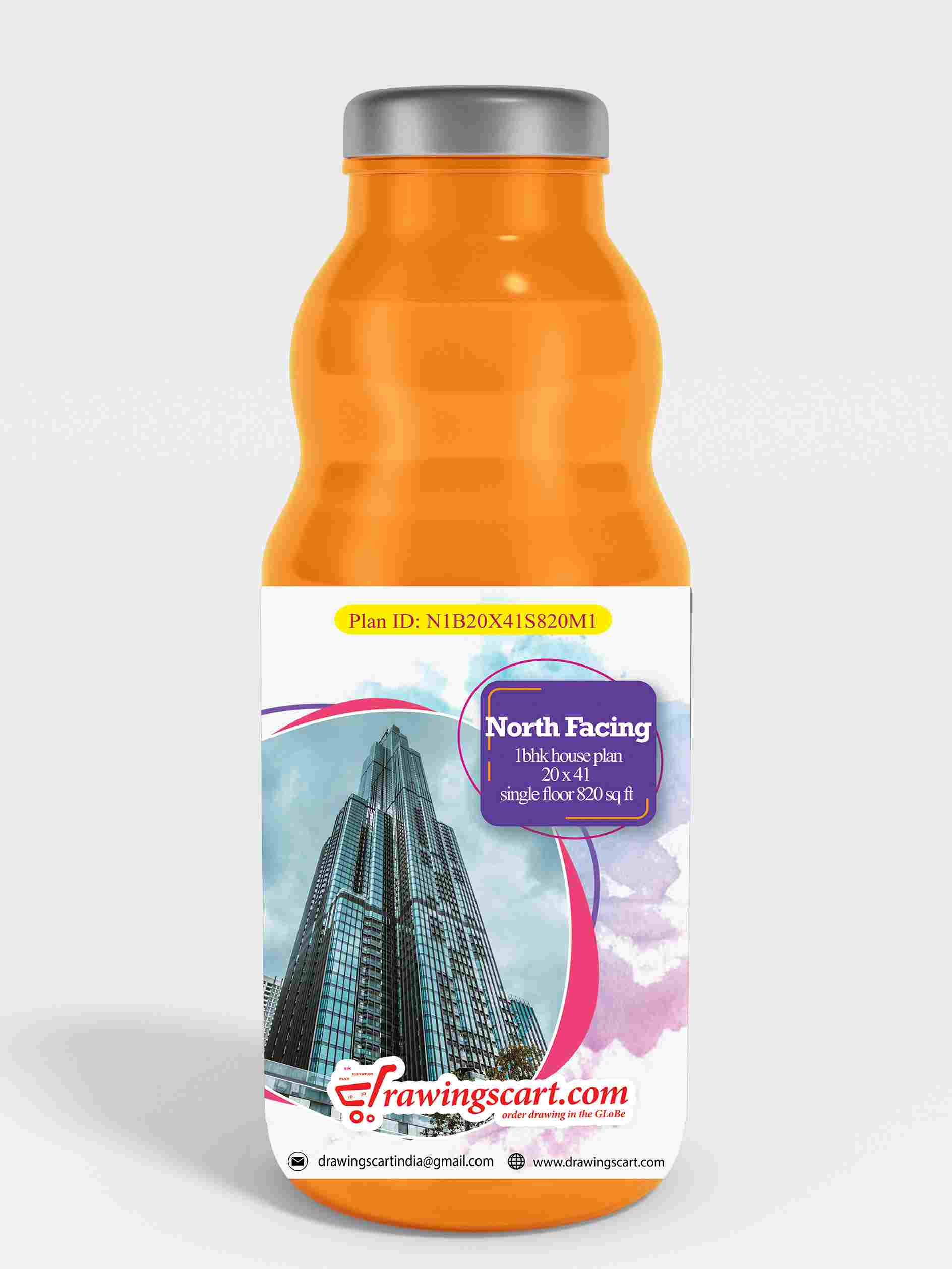 20x41 North Facing 1BHK House Plan 820 sq. ft- Single Floor | with Big Living Area 