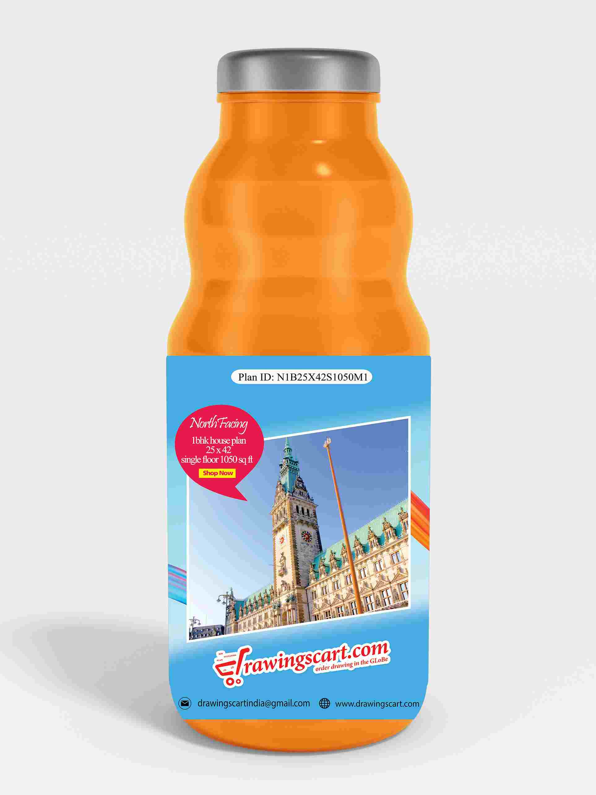 25x42  North Facing 1-bhk House Plan 1050 sq. ft - Single Floor