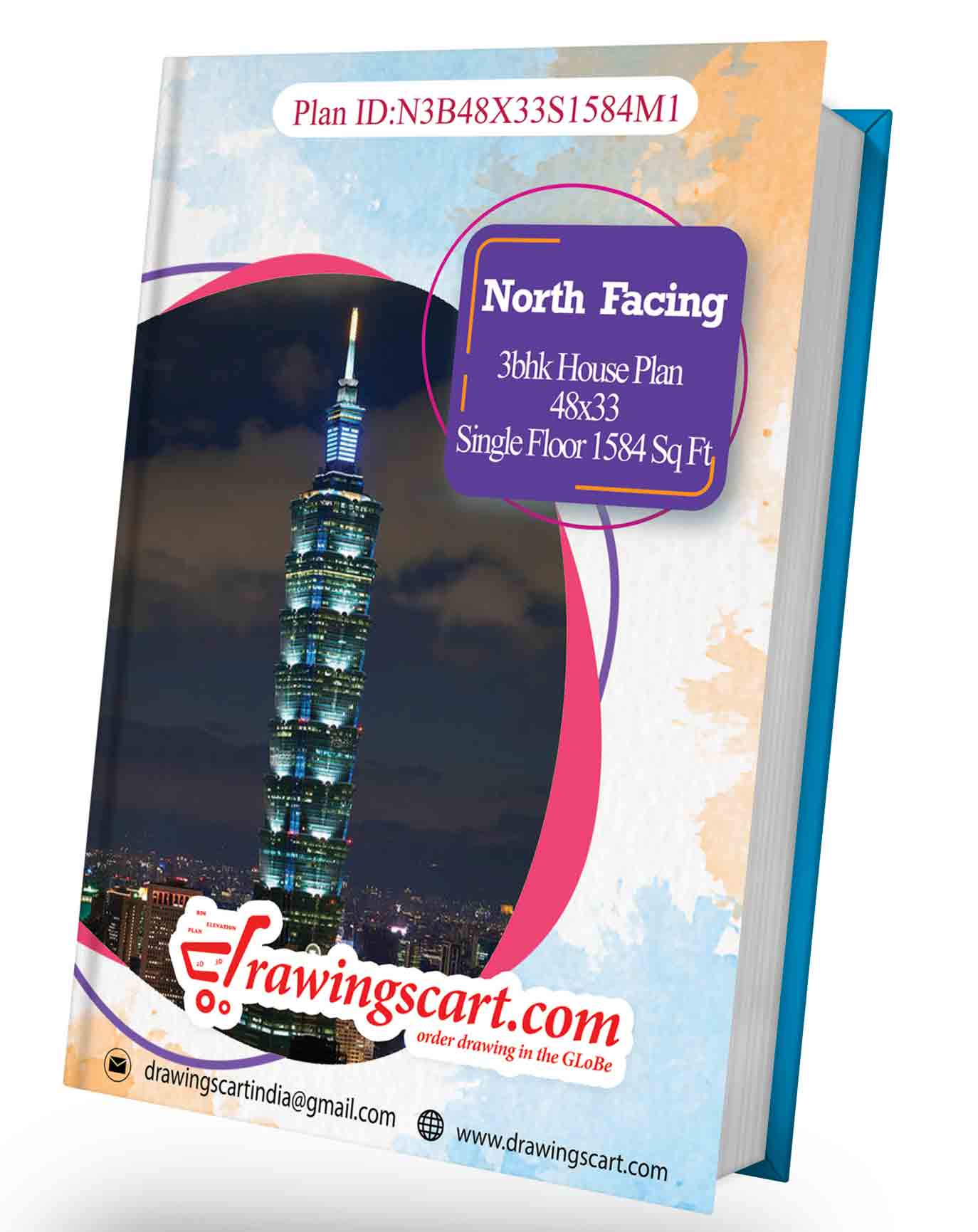 48x33 North Facing 3BHK House Plan - 1584 Sq. Ft. 