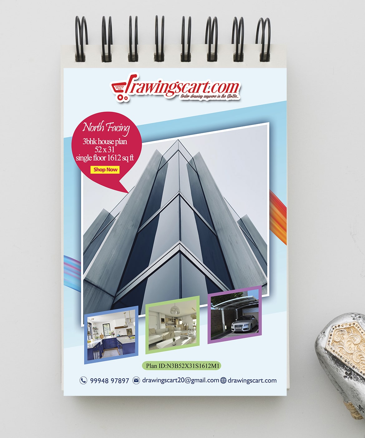 52x31 North Facing 3BHK House Plan 1581 sq. ft- Single Floor | 