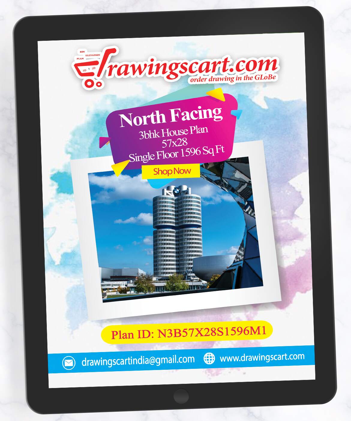 57x28 North  Facing 3BHK House Plan| 1596 sq. ft - Single Floor 