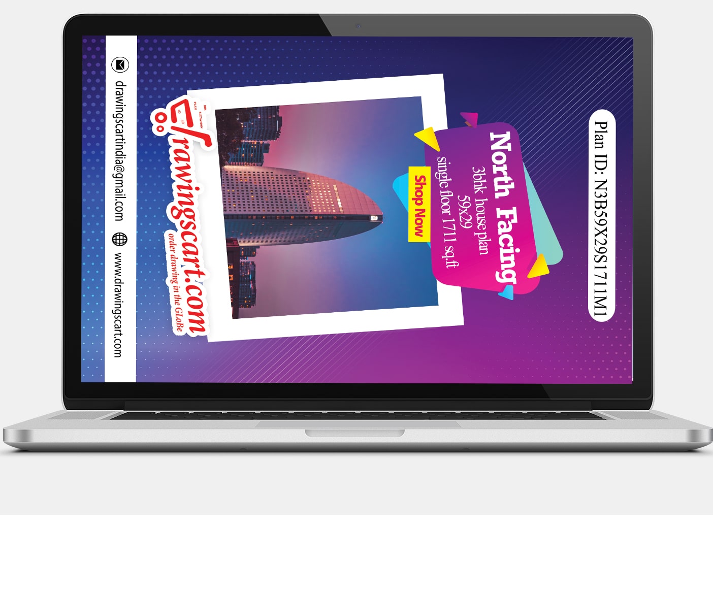 59x29 North Facing 3BHK House Plan - Single Floor | 1711 sq. ft. 