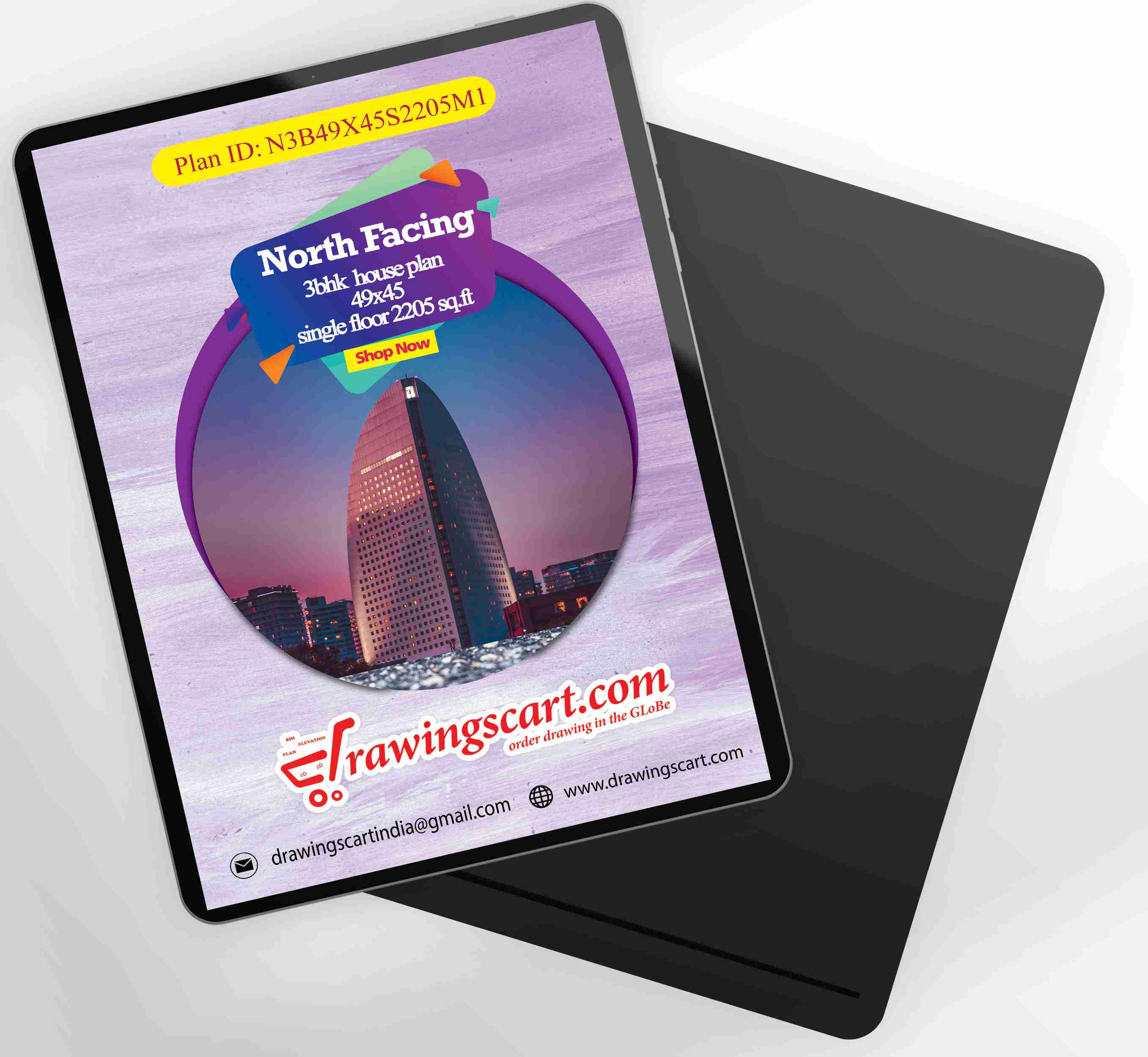 3BHK 1968sq. ft North Facing House Vastu Plan | Single Floor 49x45 