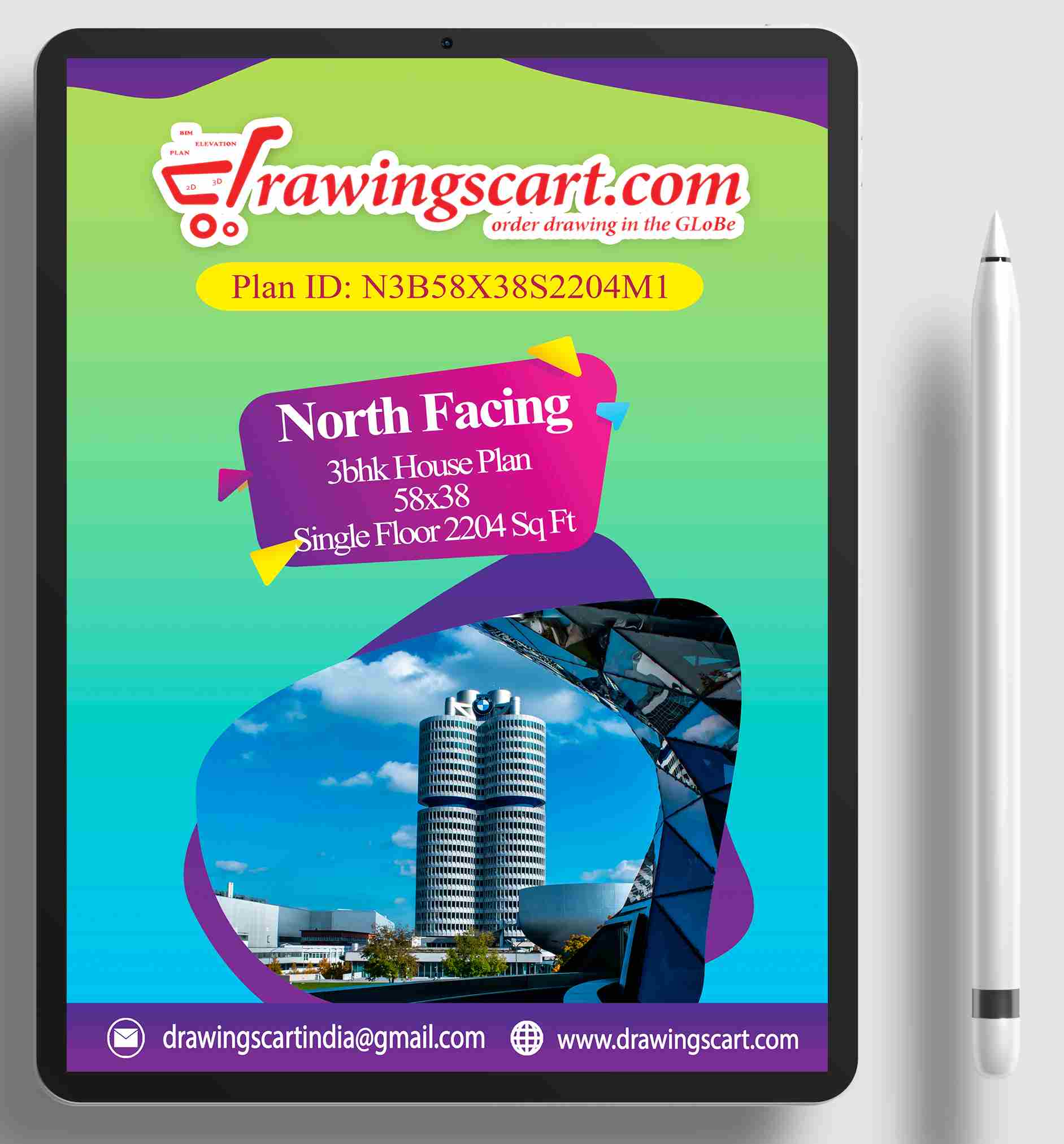 58x38 Spacious 3BHK North-Facing House Plan | 2204 Sq. Ft Single Floor Design 