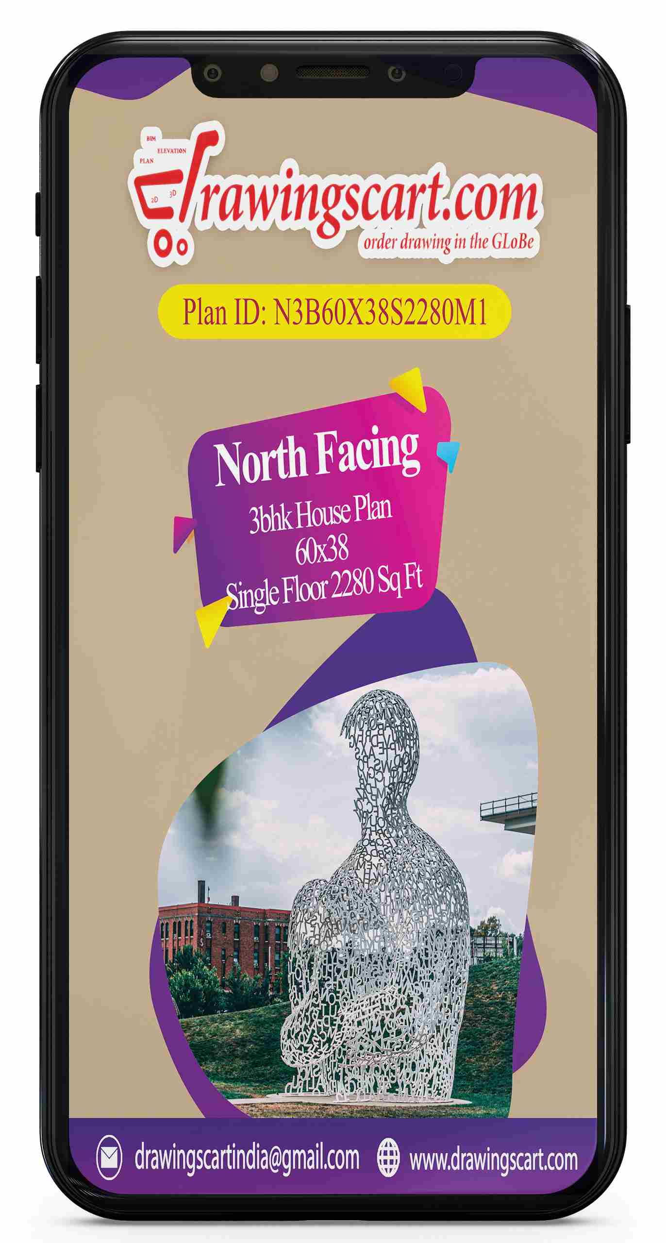 Spacious 3BHK North Facing House Plan | 2280 sq. ft Single Floor | Vastu Design plan 60x38