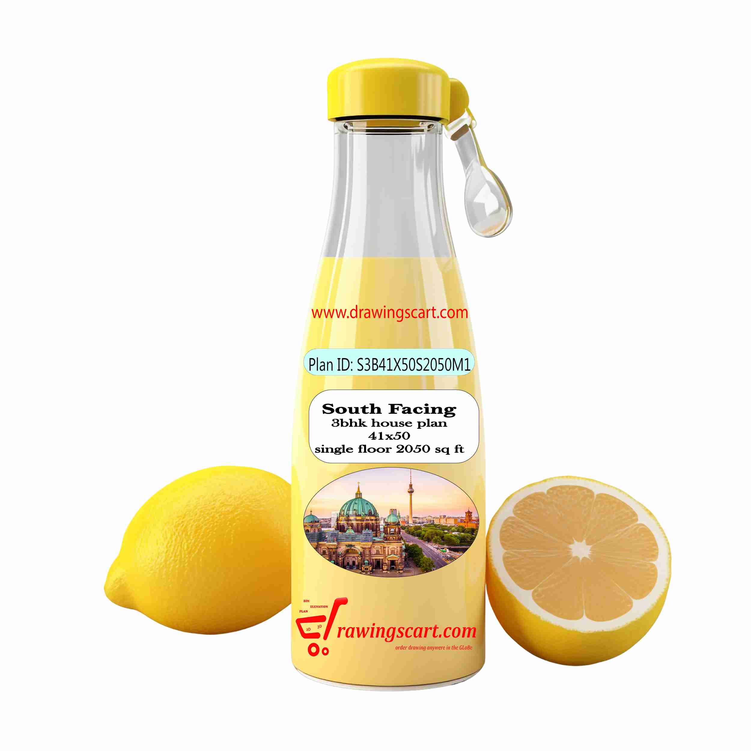 41x50 | South Facing 3 BHK House Plan 2050 Sq. Ft - Single Floor with Car Parking | 