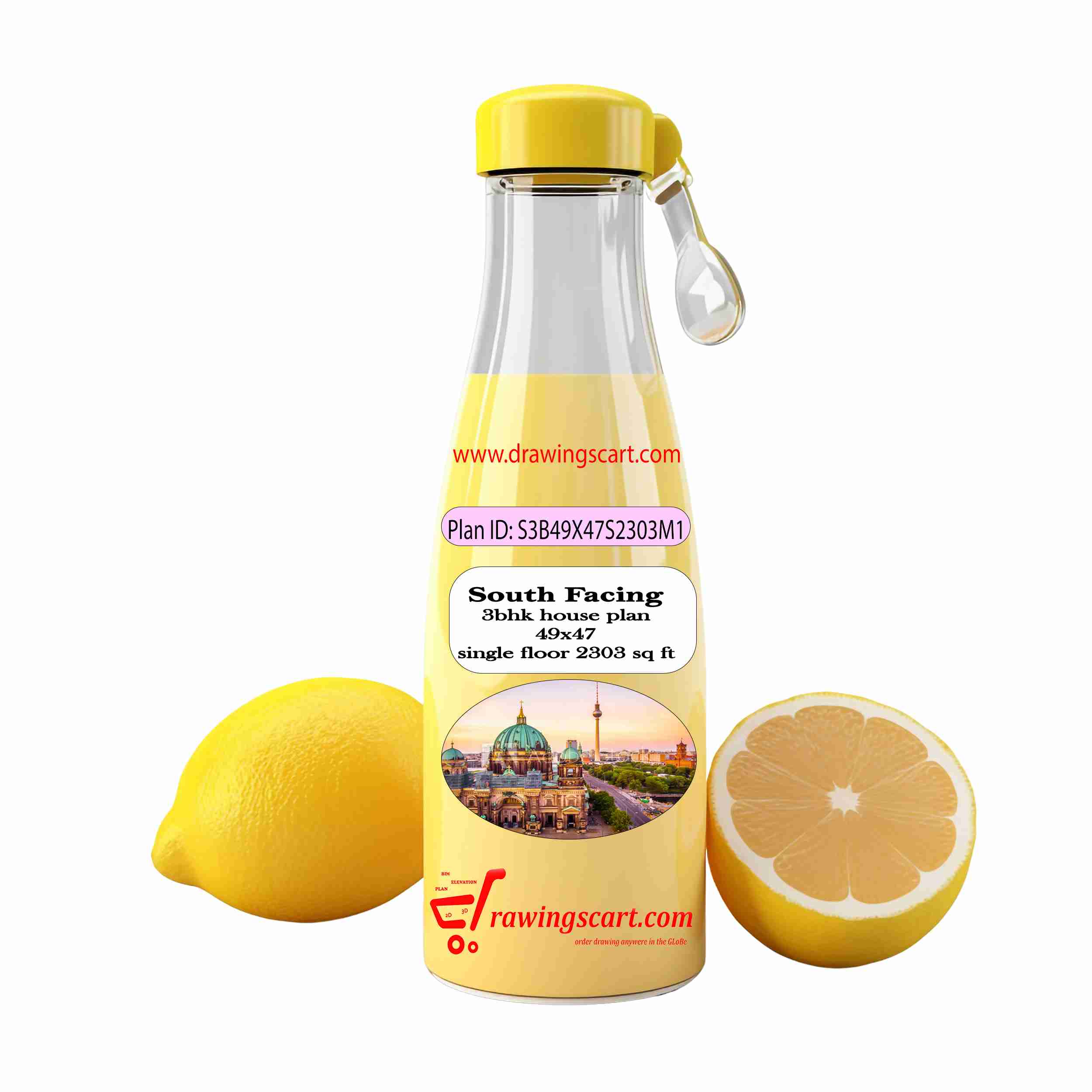 Elevate Your Dining Experience: South Facing 3 BHK House Plan with Dining Hall | Single Floor, 49x47, 2303 Sq. Ft. 