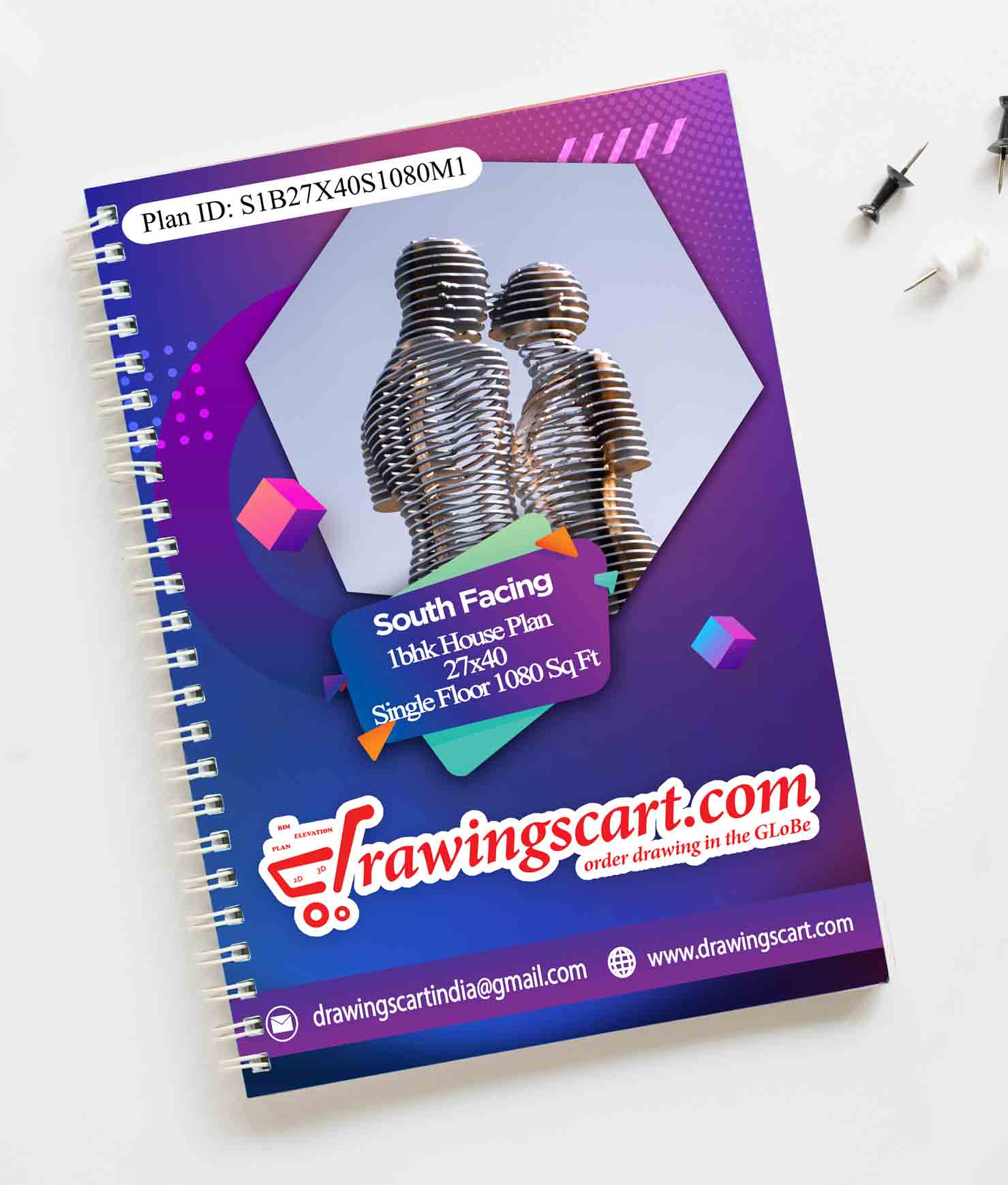 27x40 | South Facing 1 BHK House Plan 1080 Sq. Ft  with Living Hall - Single Floor 