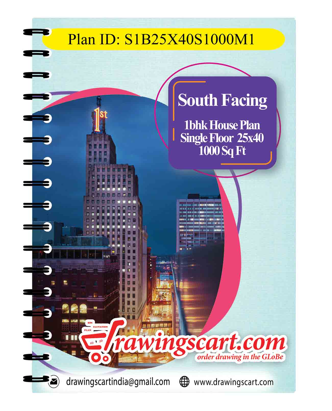 25x40 | South Facing 1 BHK House Plan 1000 Sq. Ft with Dining Hall - Single Floor |