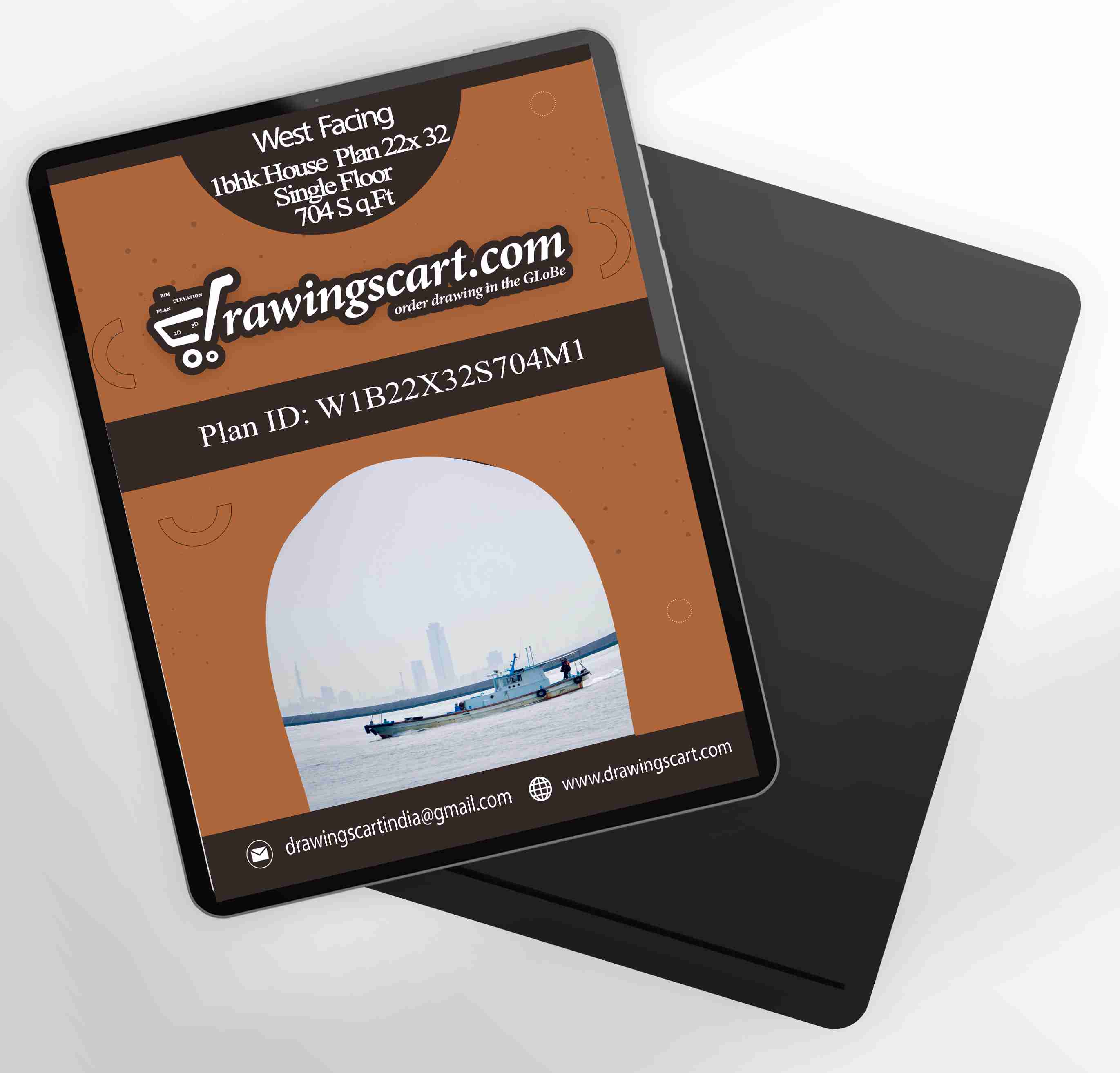 22x32 West Facing 1BHK Small House Plan 704 sq.ft with Dining Hall -  Single Floor 