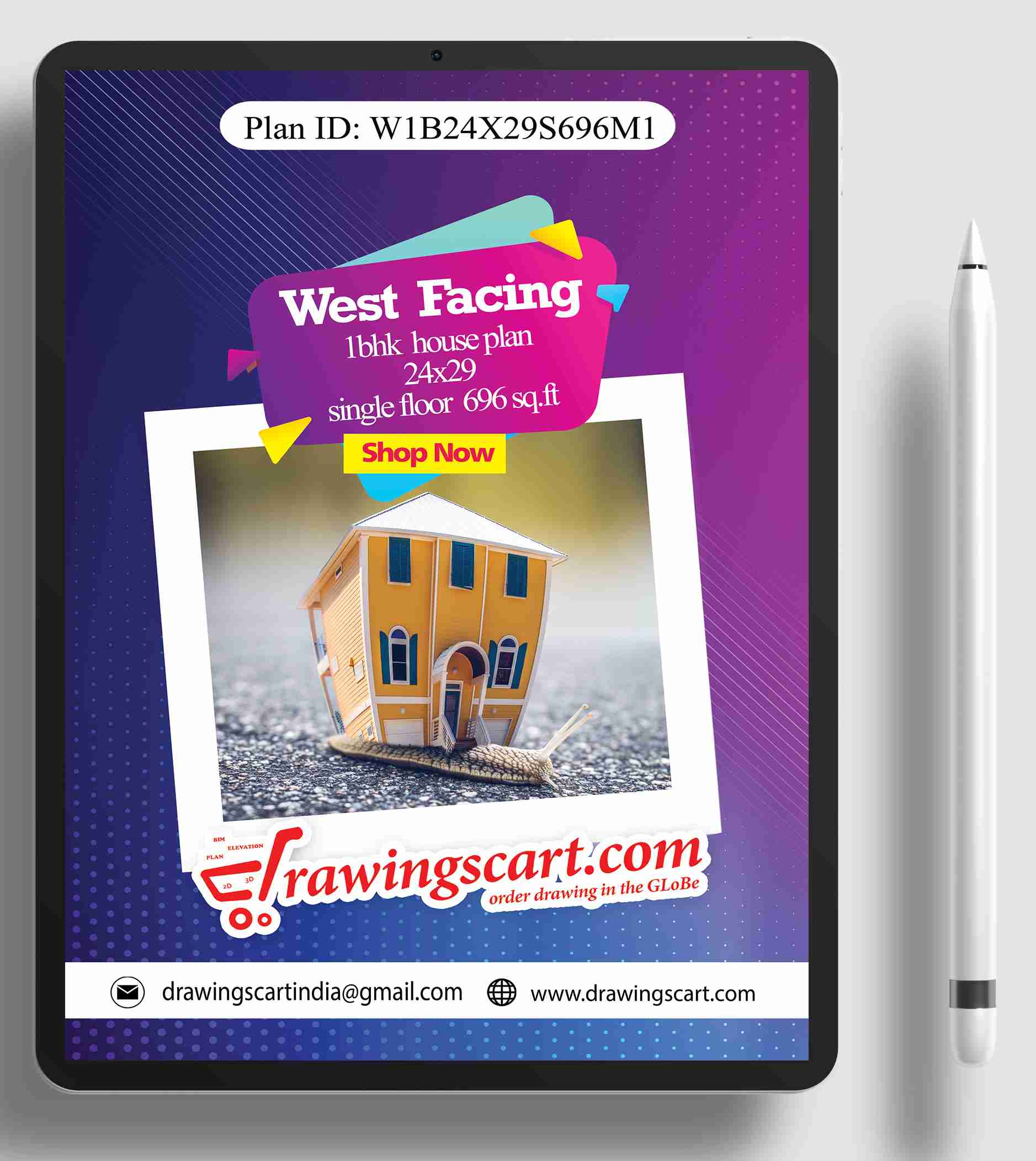 24x29 |West Facing 1BHK  Small  House Plan|696 Sq. Ft - Single Floor with Car Parking 