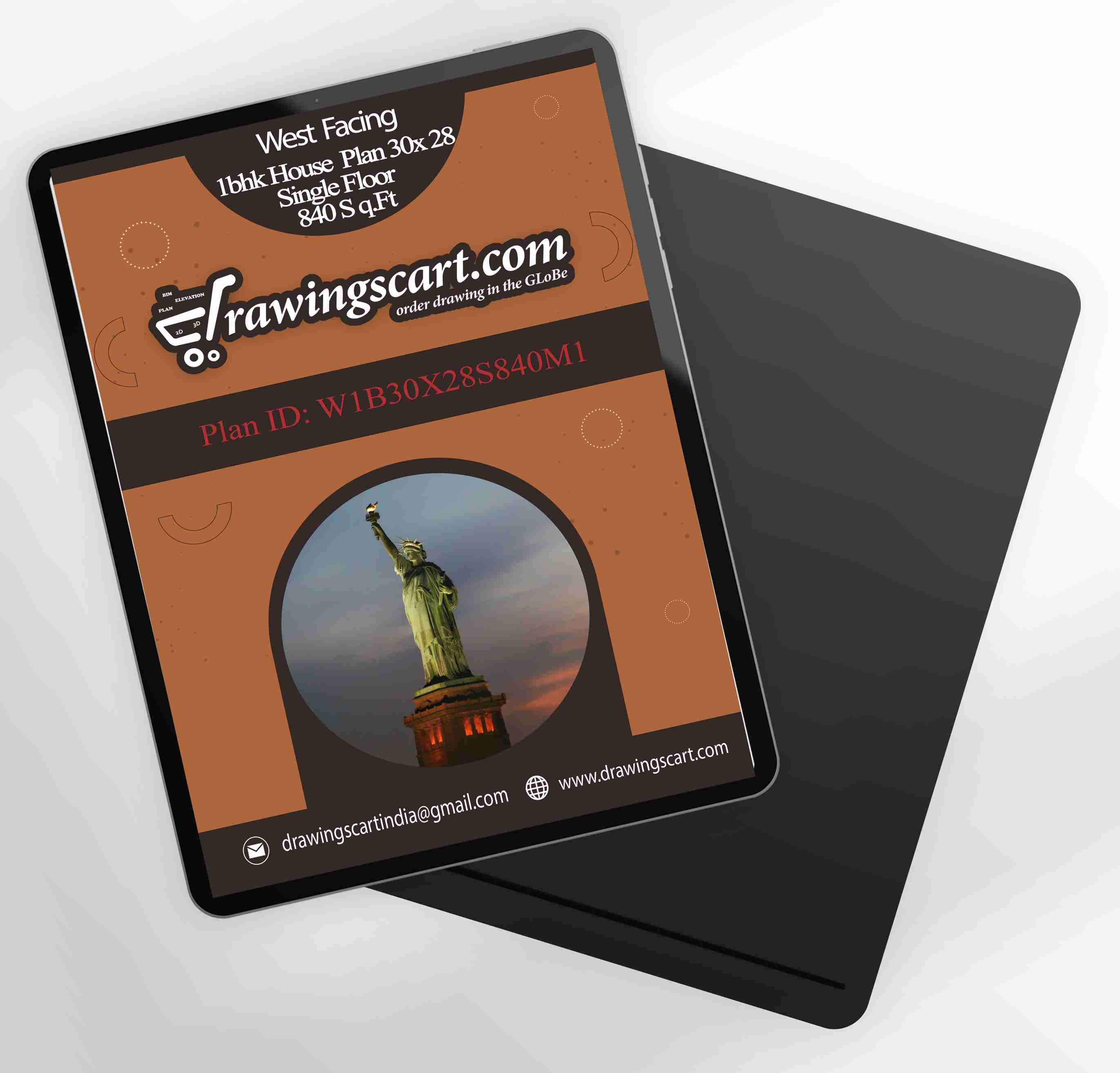 30x28 |West Facing 1BHK Simple House Plan|840 Sq. Ft- Single Floor with Living Hall 