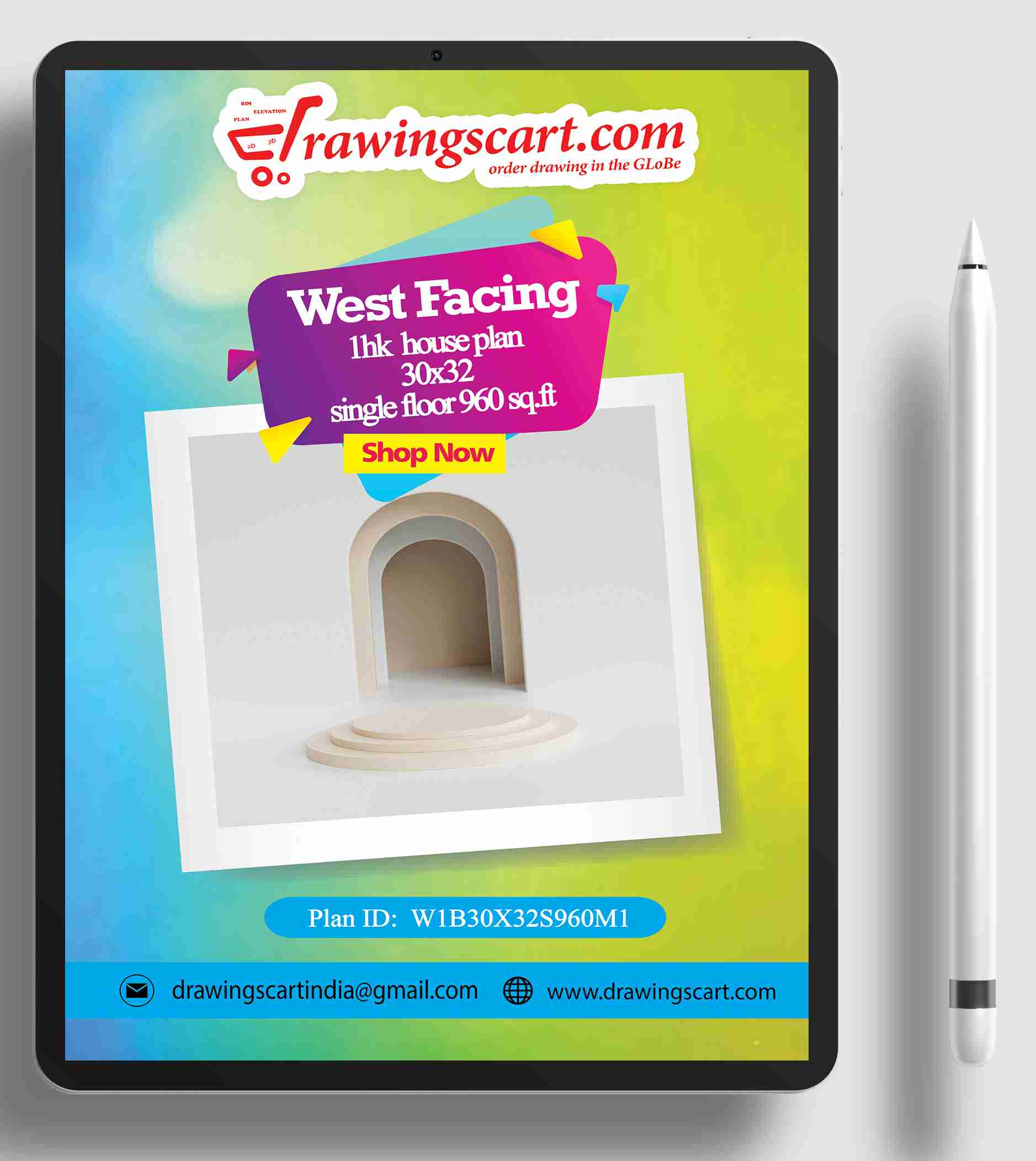 31x32 West Facing 1BHK Simple House Plan 992 sq.ft with Dining Hall - Single Floor